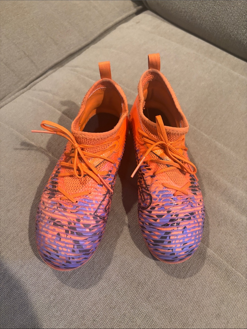 Puma Kids Orange and Purple Knit Sneakers